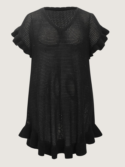 Cut-Out Ruffled Sleeve Swim Cover-Up