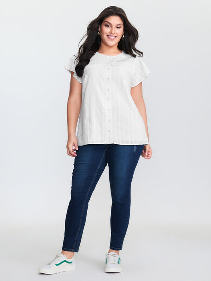 Pure Cotton Pleated Button-Down Shirt
