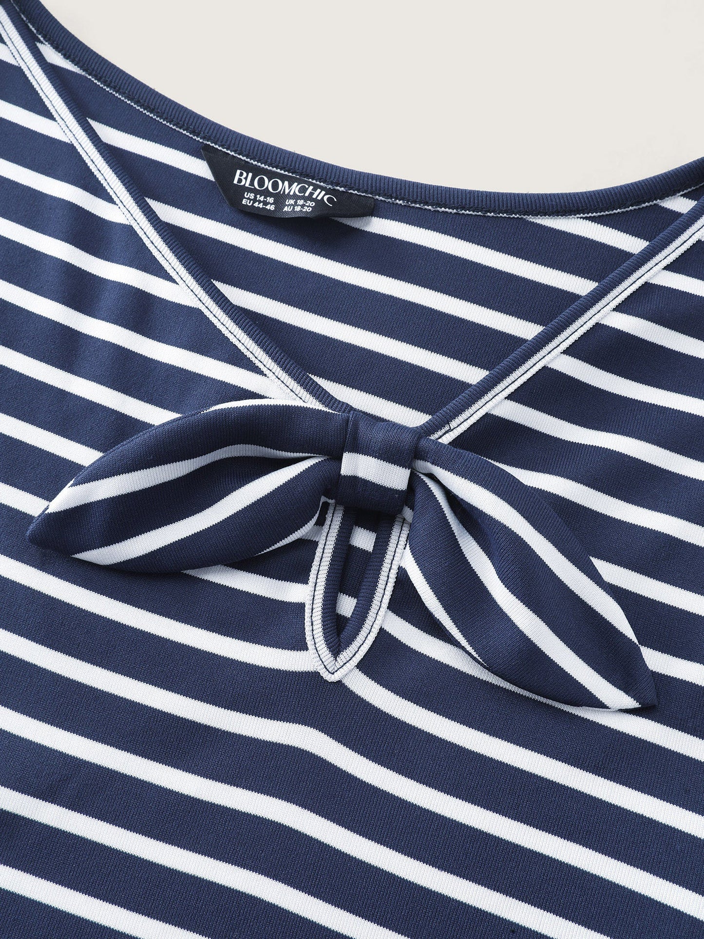 Striped Knotted Neck-Tie Knit Top