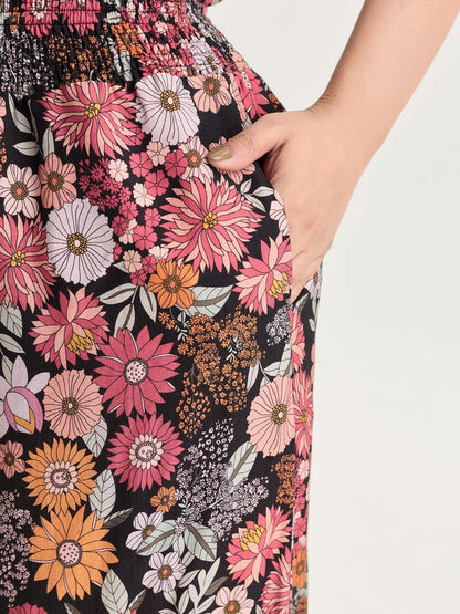 Supersoft Bright Floral Print Wide-Leg Pants