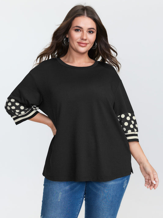 Supersoft Polka Dots Sleeve Flowy T-Shirt