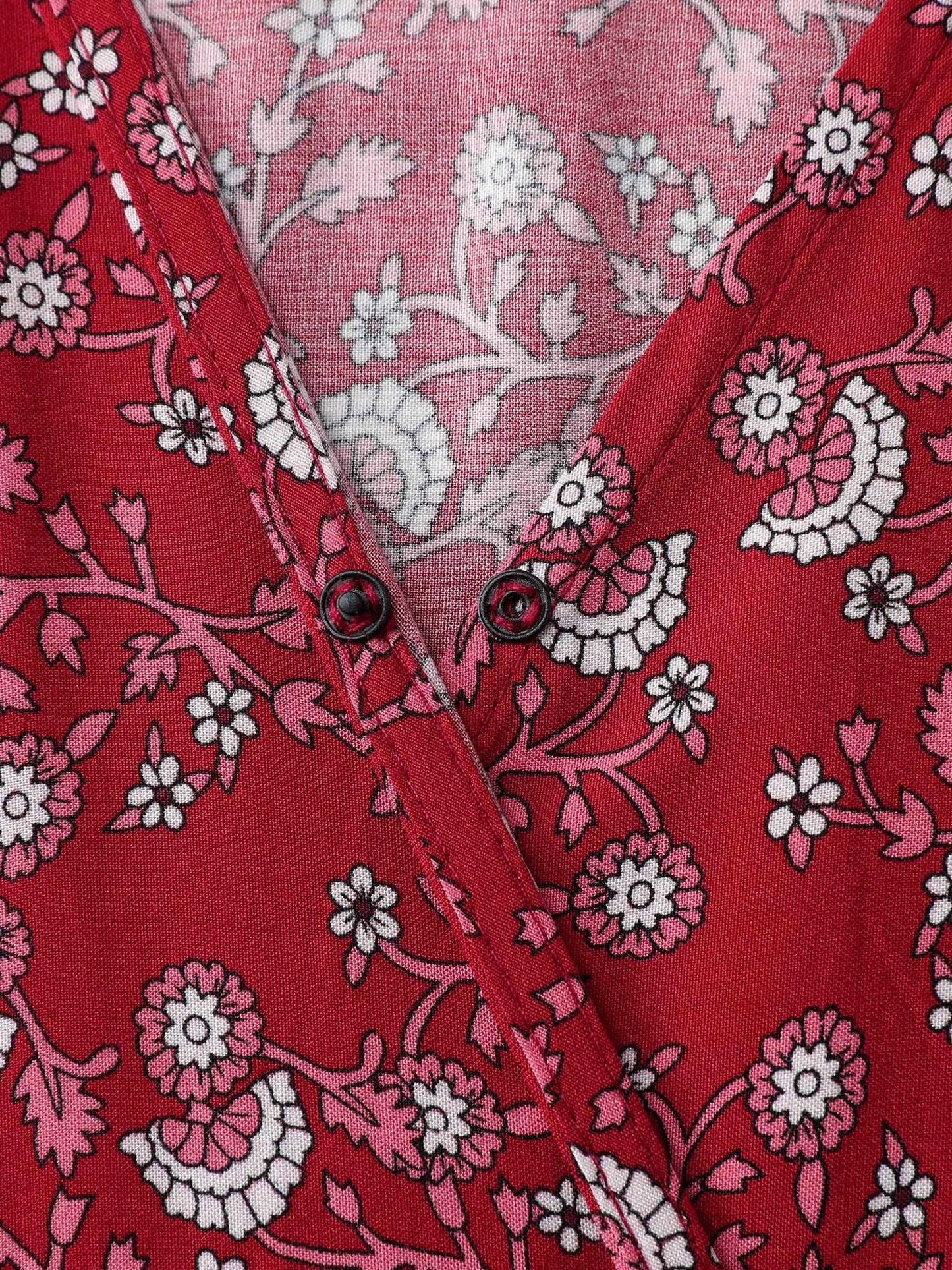 Vibrant Floral Print Color Contrast Maxi Dress