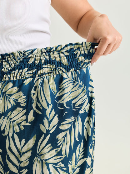 Supersoft Silohuette Flower Shirred Cuff Pants