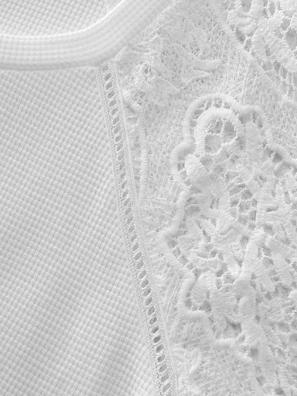 Lace Textured Flared Sleeve Plain Blouse