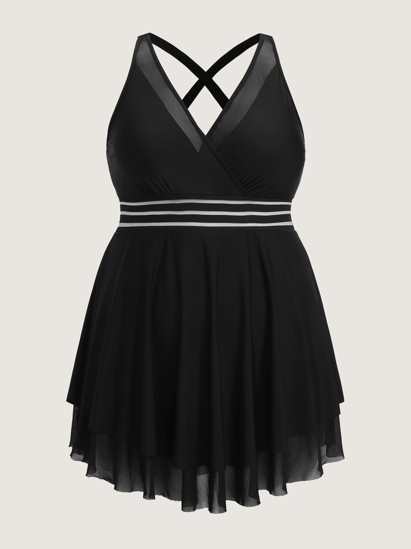 Sheer Layered Hem Flowy Swim Dress