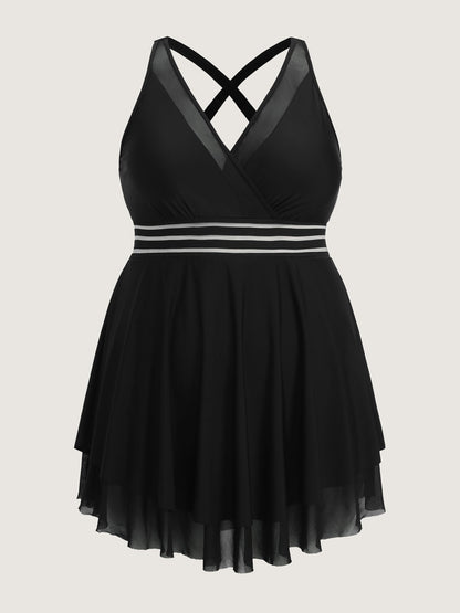 Sheer Layered Hem Flowy Swim Dress