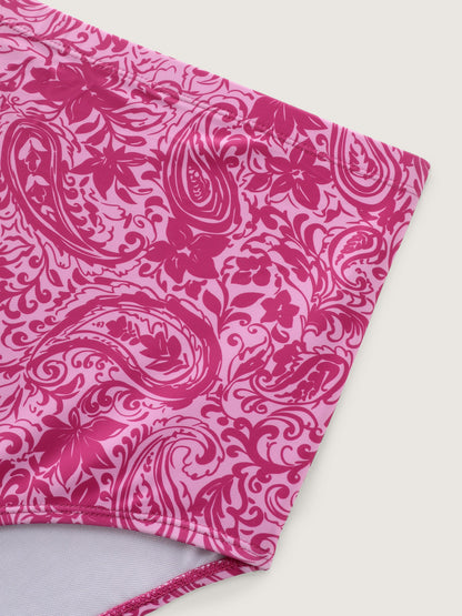 Paisley Print Twist Front Swim Dress