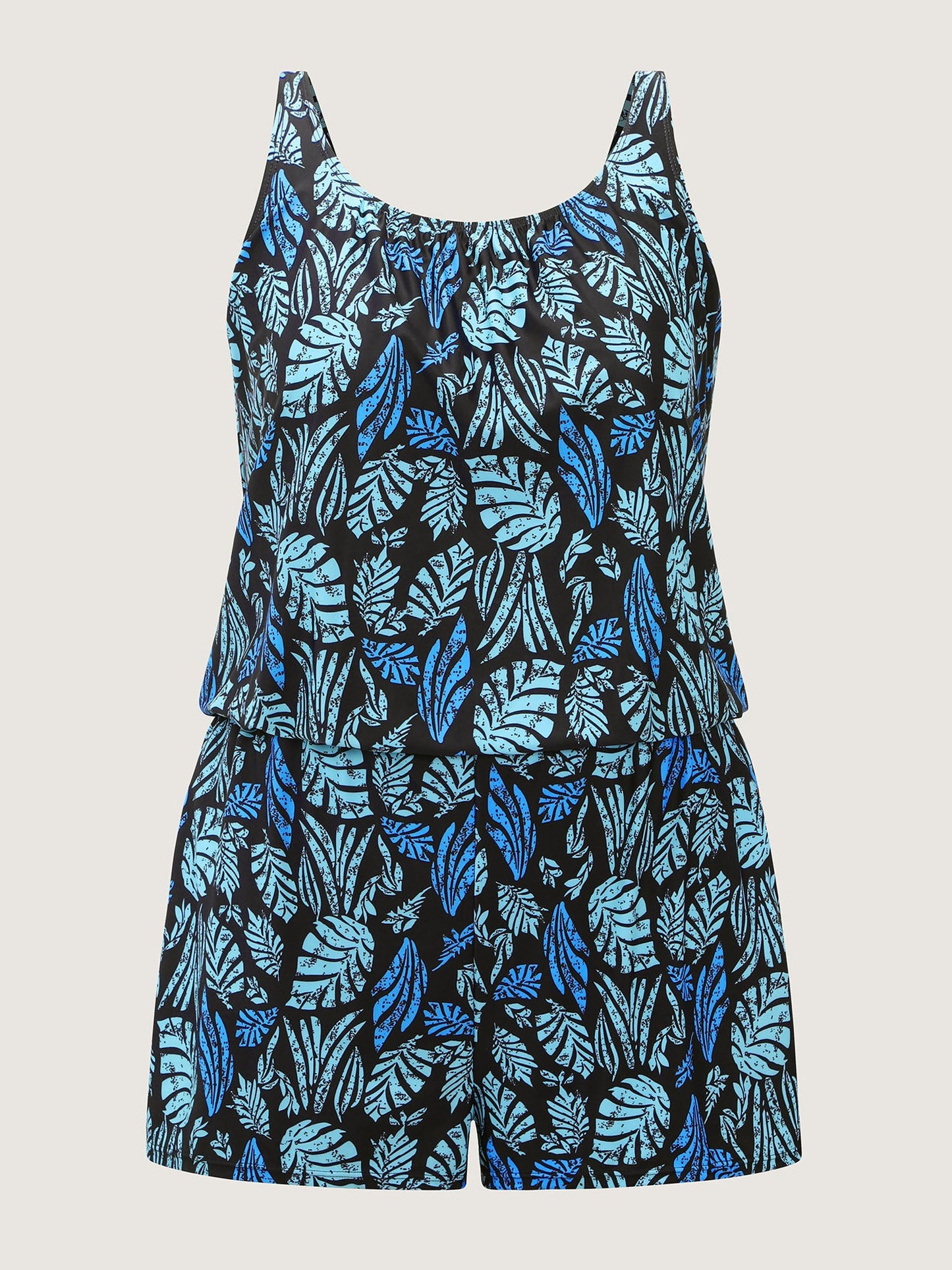 plus size Tropical Flower Print Pockets One-Piece Swimsuit