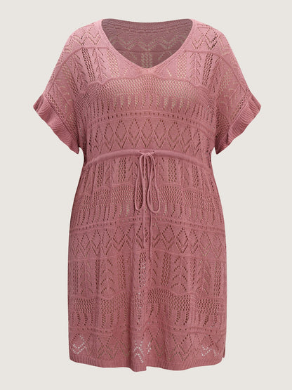 Textured Cut-Out Drawstring Swim Cover-Up