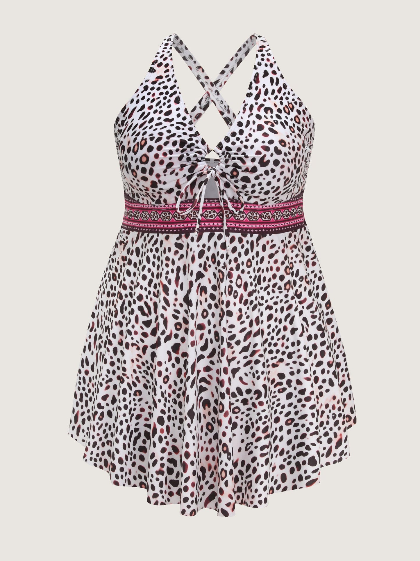 Leopard Print Hips Coverage Swim Dress