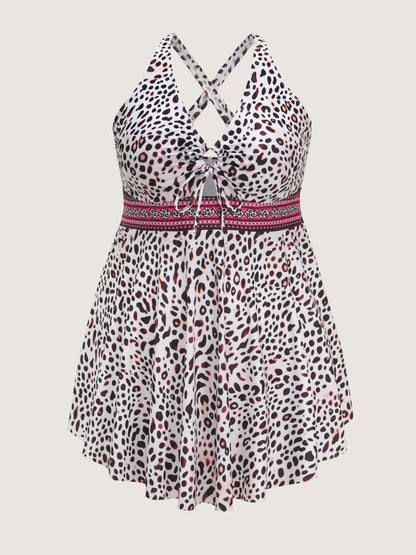 Leopard Print Hips Coverage Swim Dress