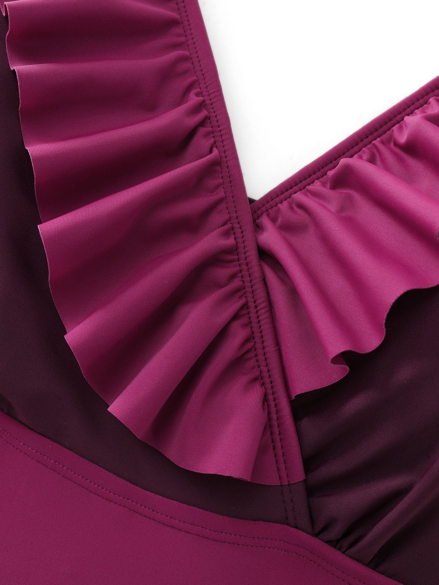 Color Contrast Ruffled One-Piece Swimsuit