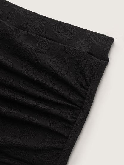 Paisley Textured High-Waisted Swim Bottoms