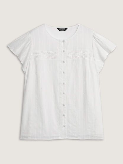 Pure Cotton Pleated Button-Down Shirt