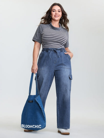 Supersoft Lace Detail Wide-Leg Jeans