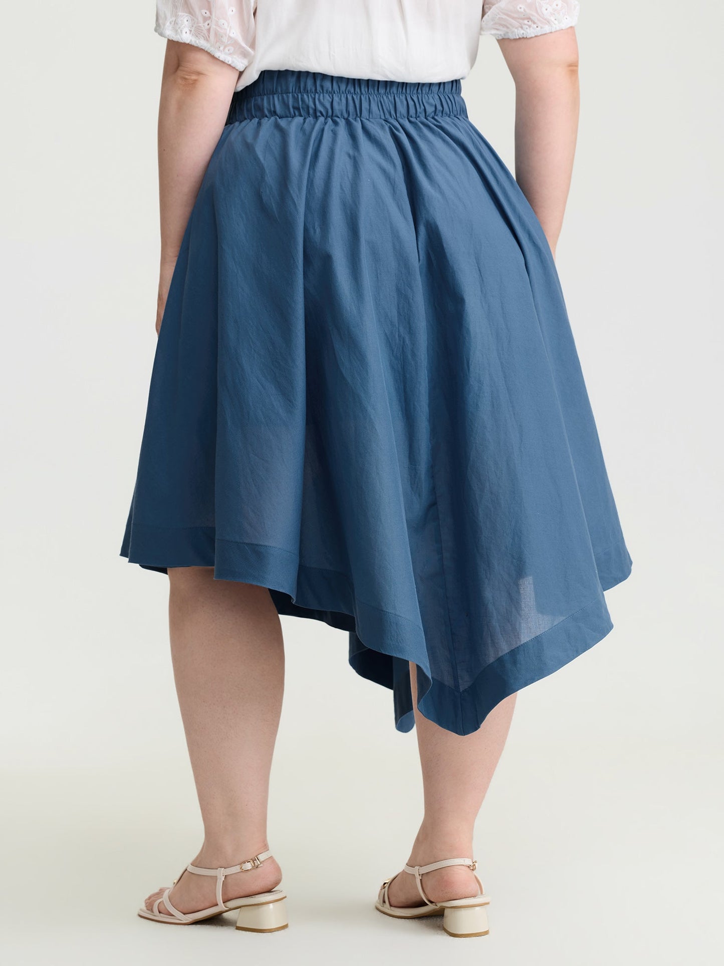 Pure Cotton High Low Hem Midi Skirt