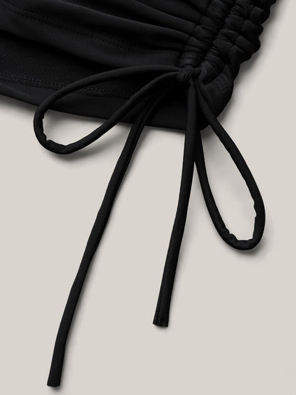 Ruched Drawstring Pocket Slim Swim Bottoms