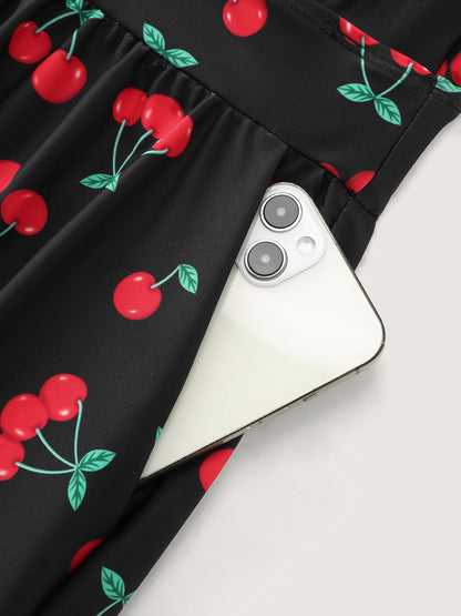 Cherry Print Adjustable One-Piece Swimsuit