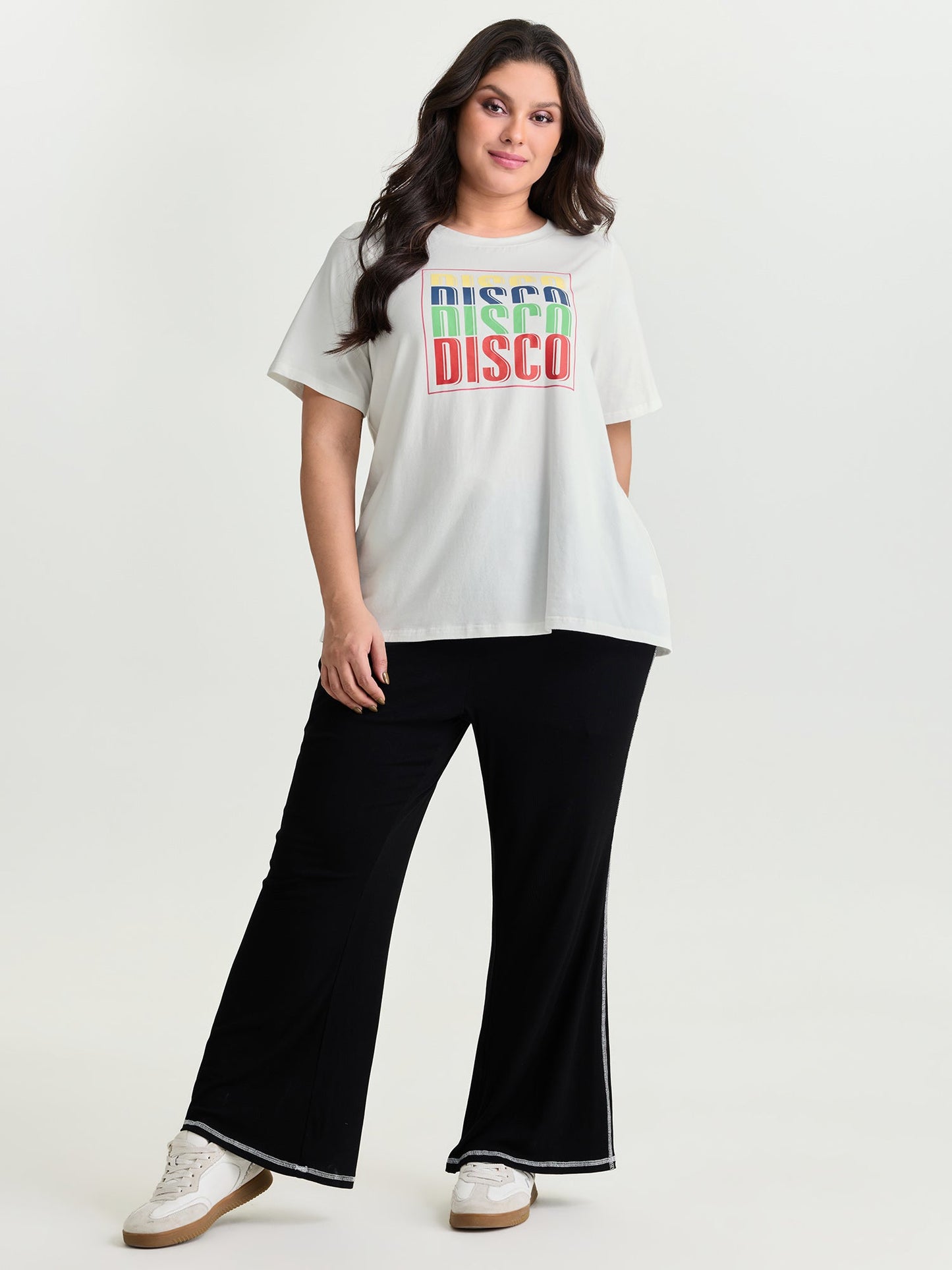 Cotton Multi-Color Disco Print Stretchy T-Shirt