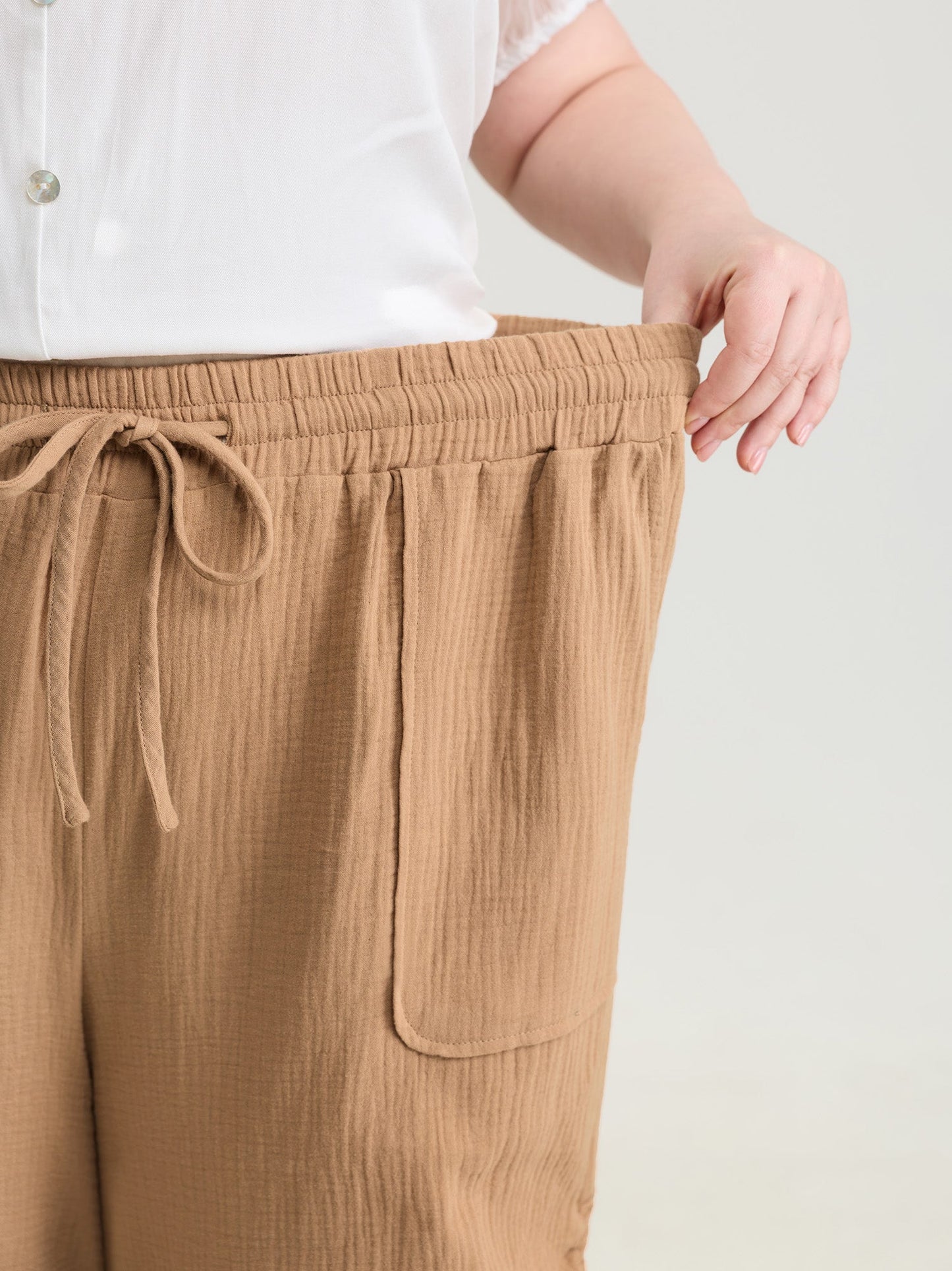 Pure Cotton Drawstring Split Side Pants