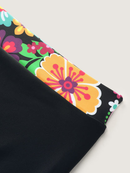 Tropical Floral Print Tie-Up Swim Dress
