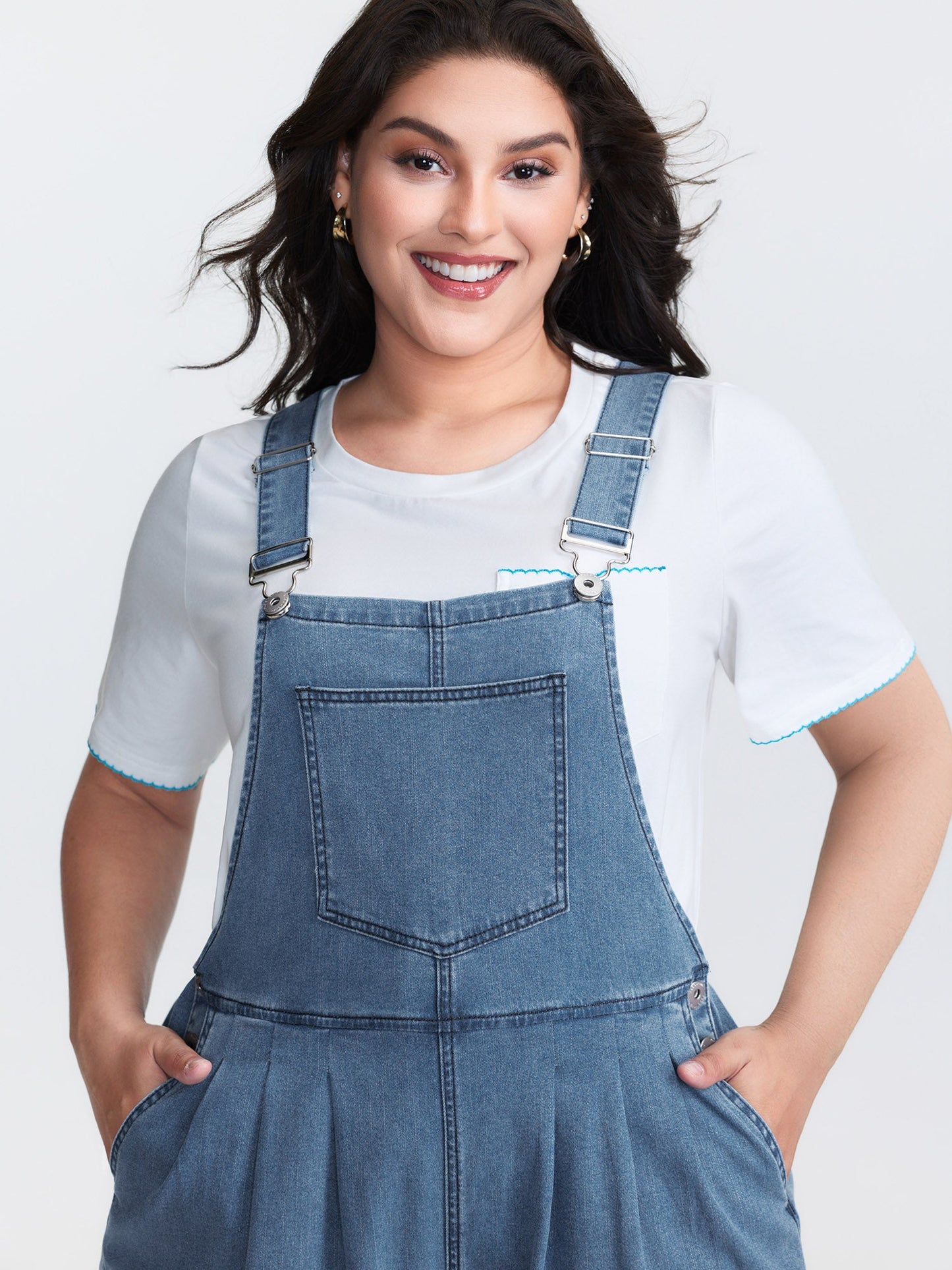Stretchy Relaxed-Fit Overall Wide-Leg Jumpsuit