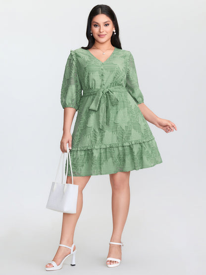 Floral Print Waist-Tie Ruffled Mini Dress