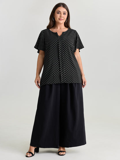 Geometric Print Pleated Front Blouse