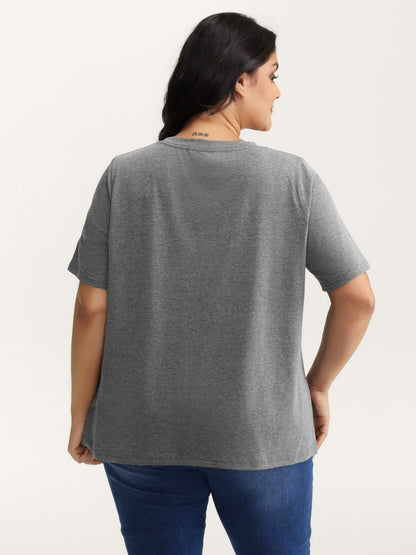 Stretchy Plain V-Neck T-Shirt