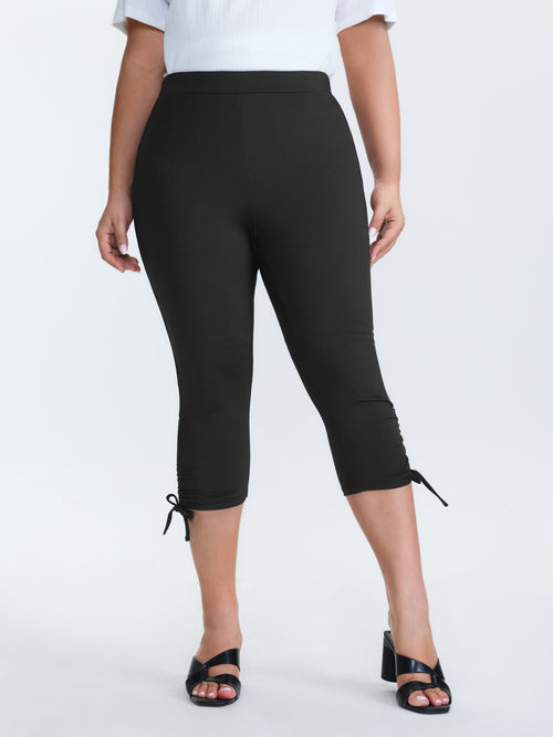 Stretchy Hem Ties Cropped Jogger Leggings