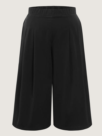 Stretchy Waist Wide-Leg Pants