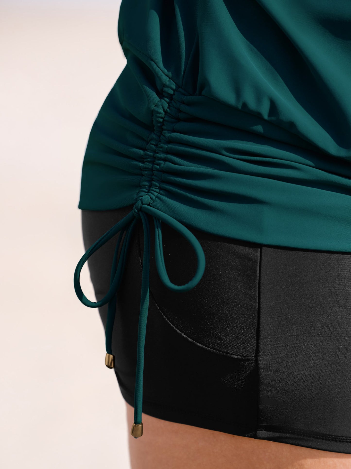 Water Drop Cut-Out Ruched Swim Top