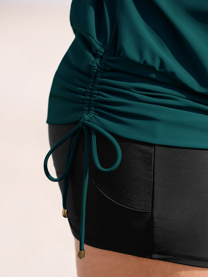 Water Drop Cut-Out Ruched Swim Top