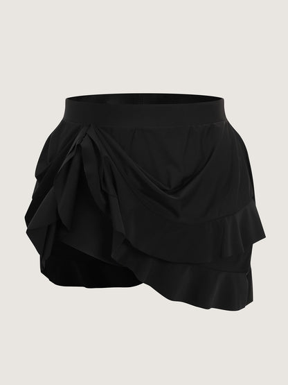 Ruffled Layered Plain Swim Bottoms
