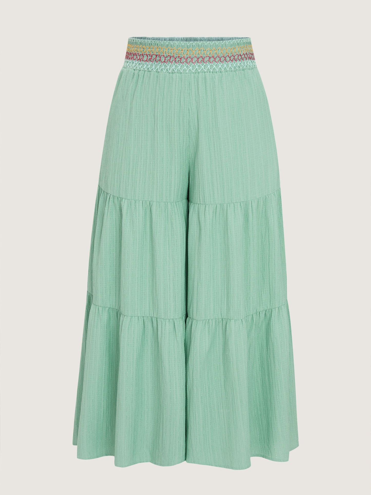 Tiered Shirred Waist Flare Pants