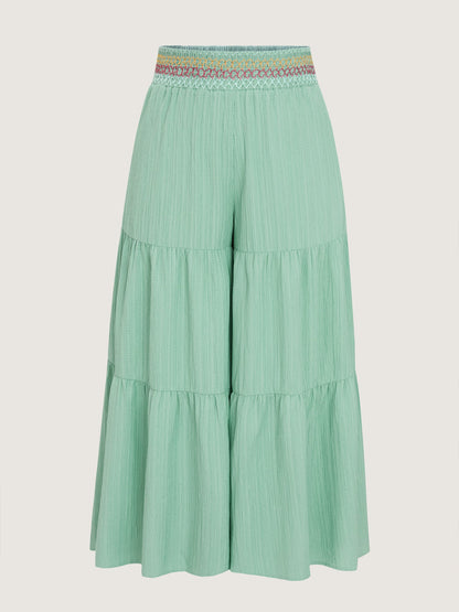 Tiered Shirred Waist Flare Pants
