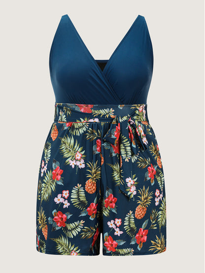 Tropical Floral Pockets One-Piece Swimsuit