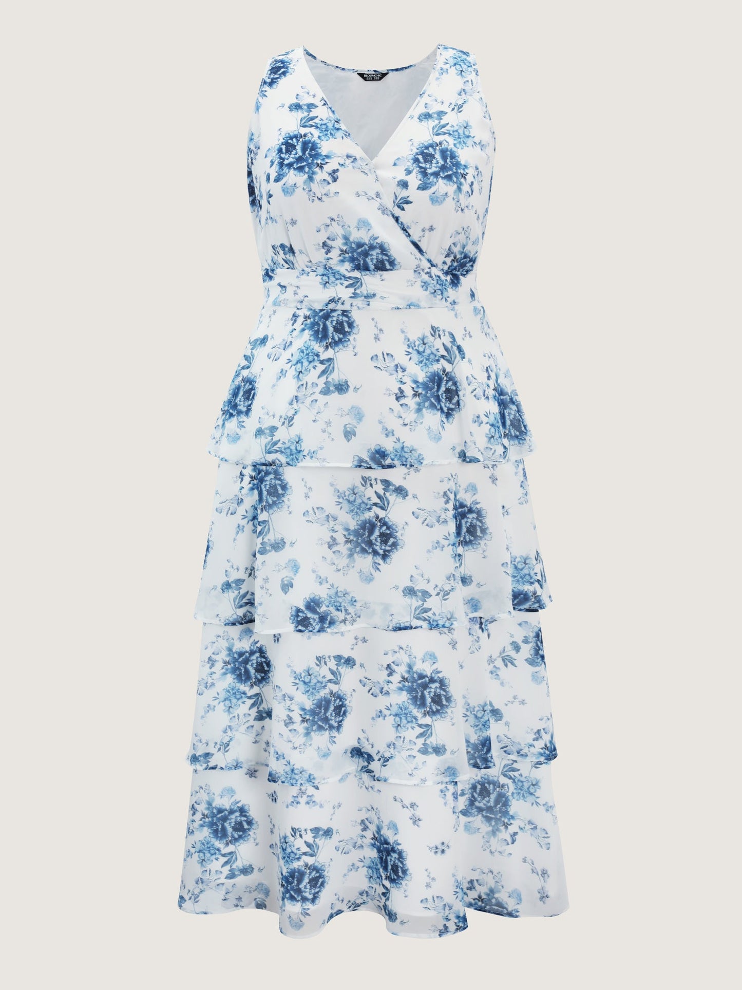 Floral Elegance Tiered V-Neck Maxi Dress