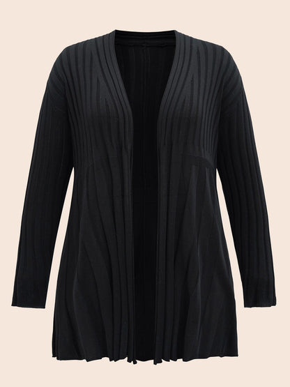 Plain Textured Kimono Collar Cardigan