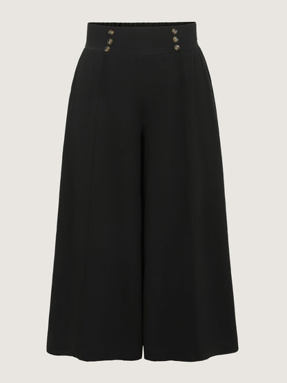 Stretchy Wide Waistband Wide-Leg Pants