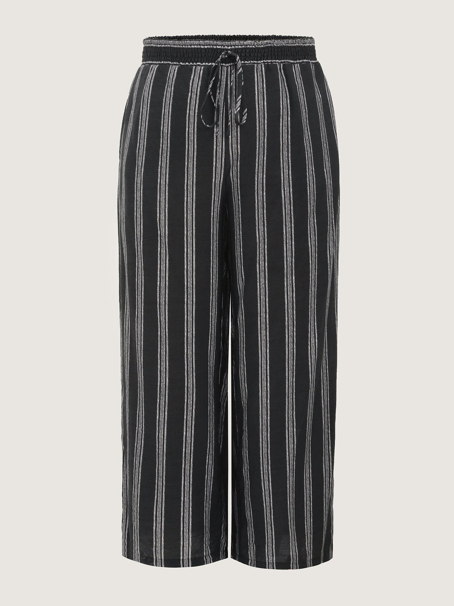 Abstract Striped Drawstring Shirred Waist Pants