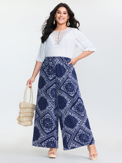 Geometric Print Wide-Leg Pants