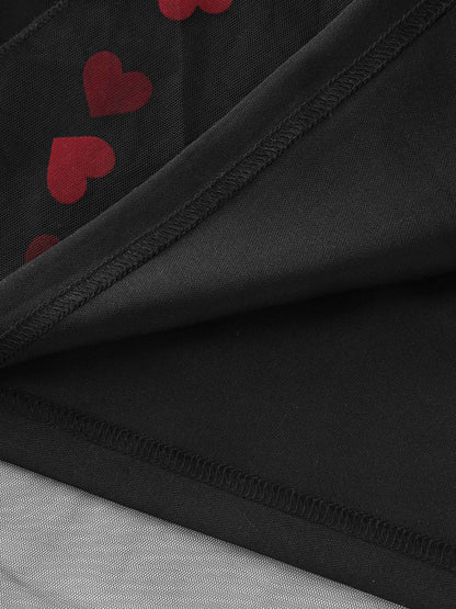 Velvet Heart Shaped Flocked Shoulder-Tie Maxi Dress