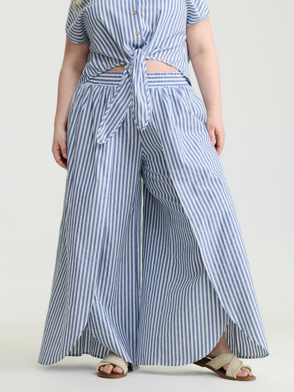Pure Cotton Striped Petal Hem Two-Piece Set