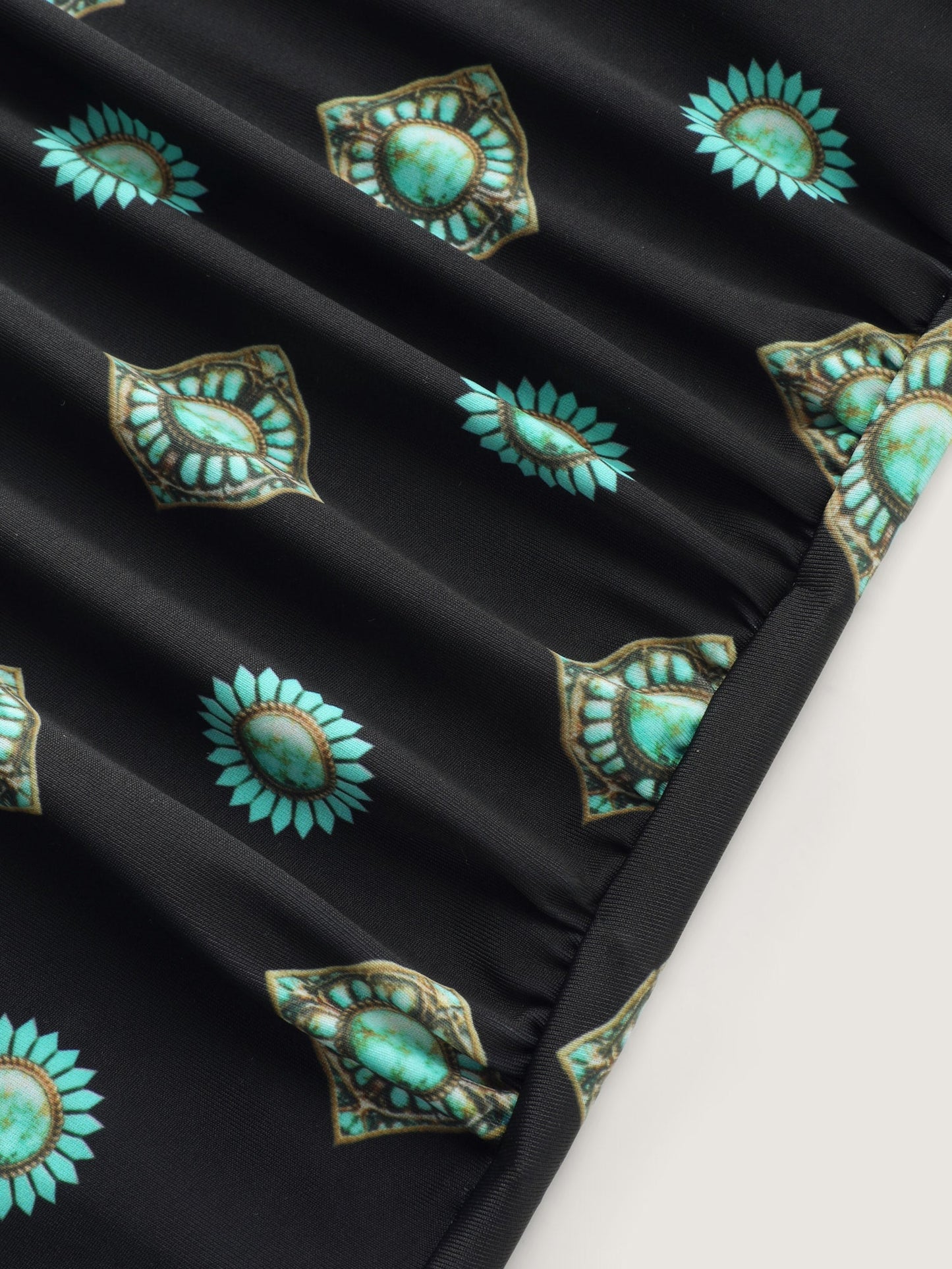 Geometric Print Pleated Tummy-Control One-Piece Swimsuit