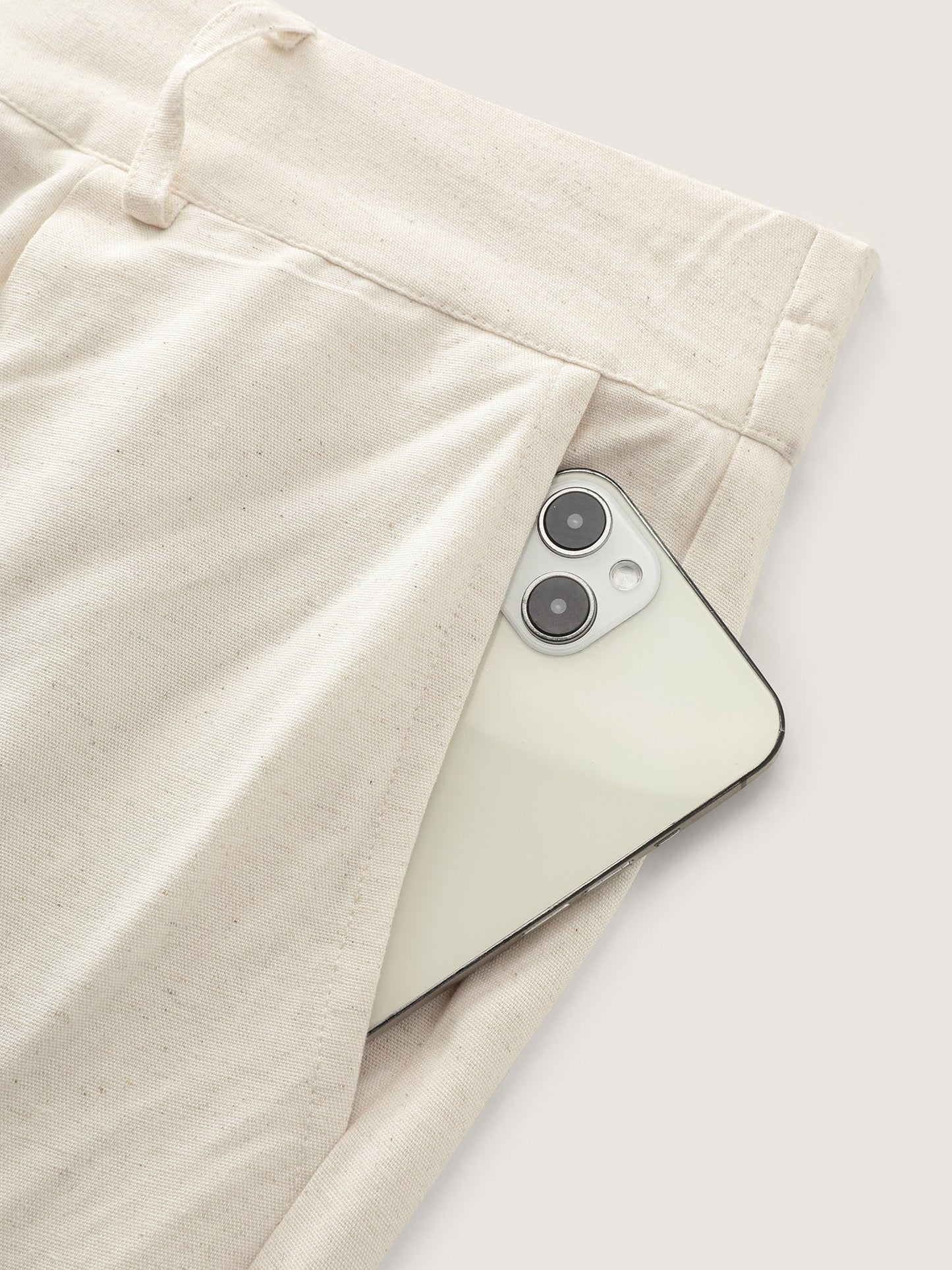 Cotton Linen Blend Wide-Leg Pants