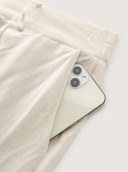 Cotton Linen Blend Wide-Leg Pants
