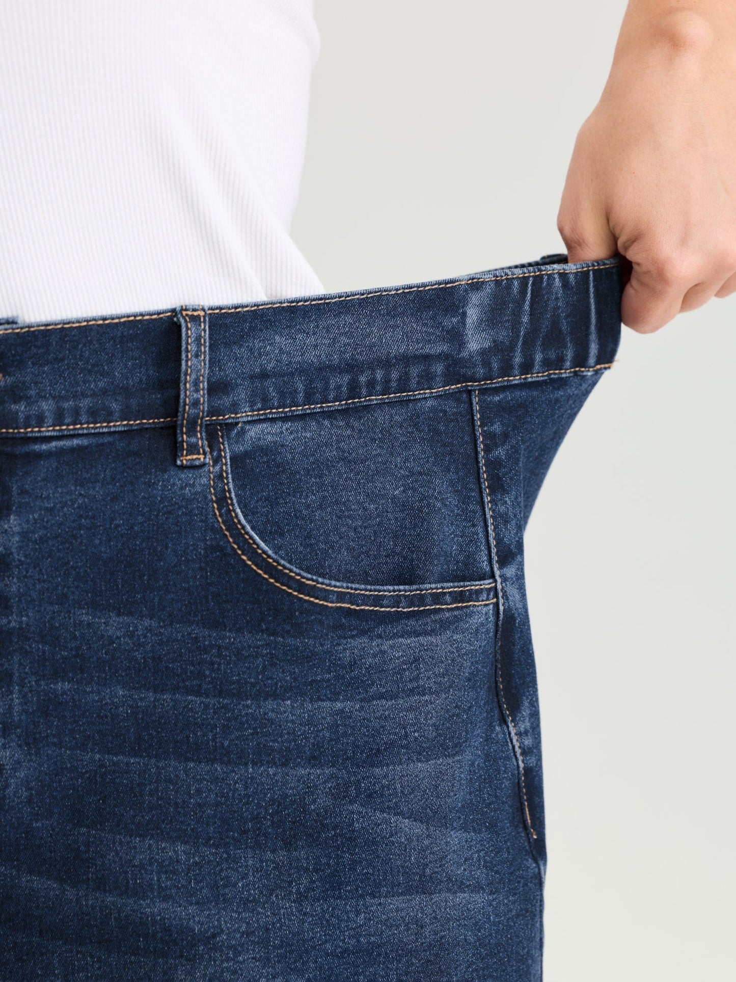 Stretchy Bootcut Seamed Denim Skirt