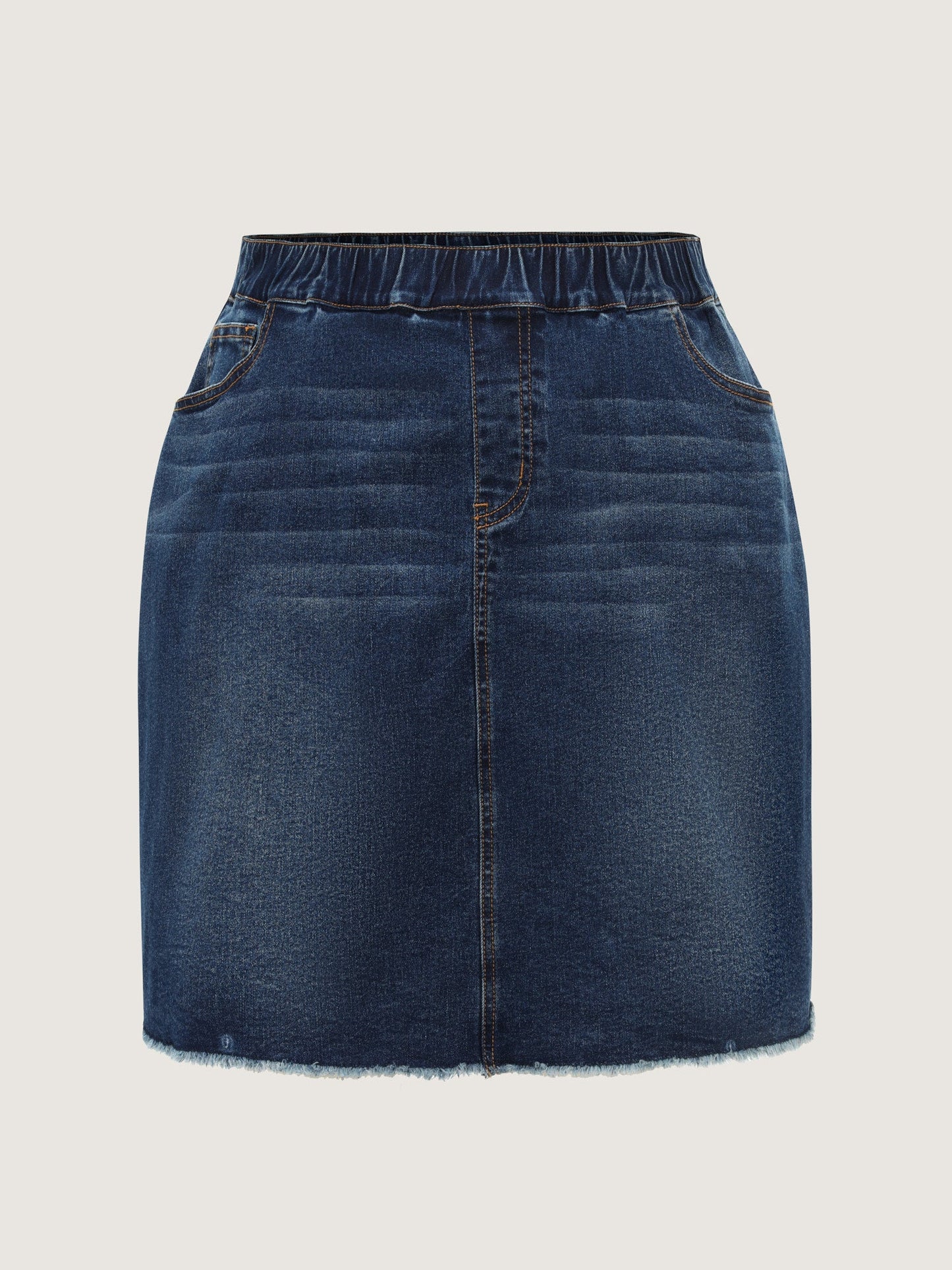 Stretchy Raw Hem Straight Leg Denim Skirt