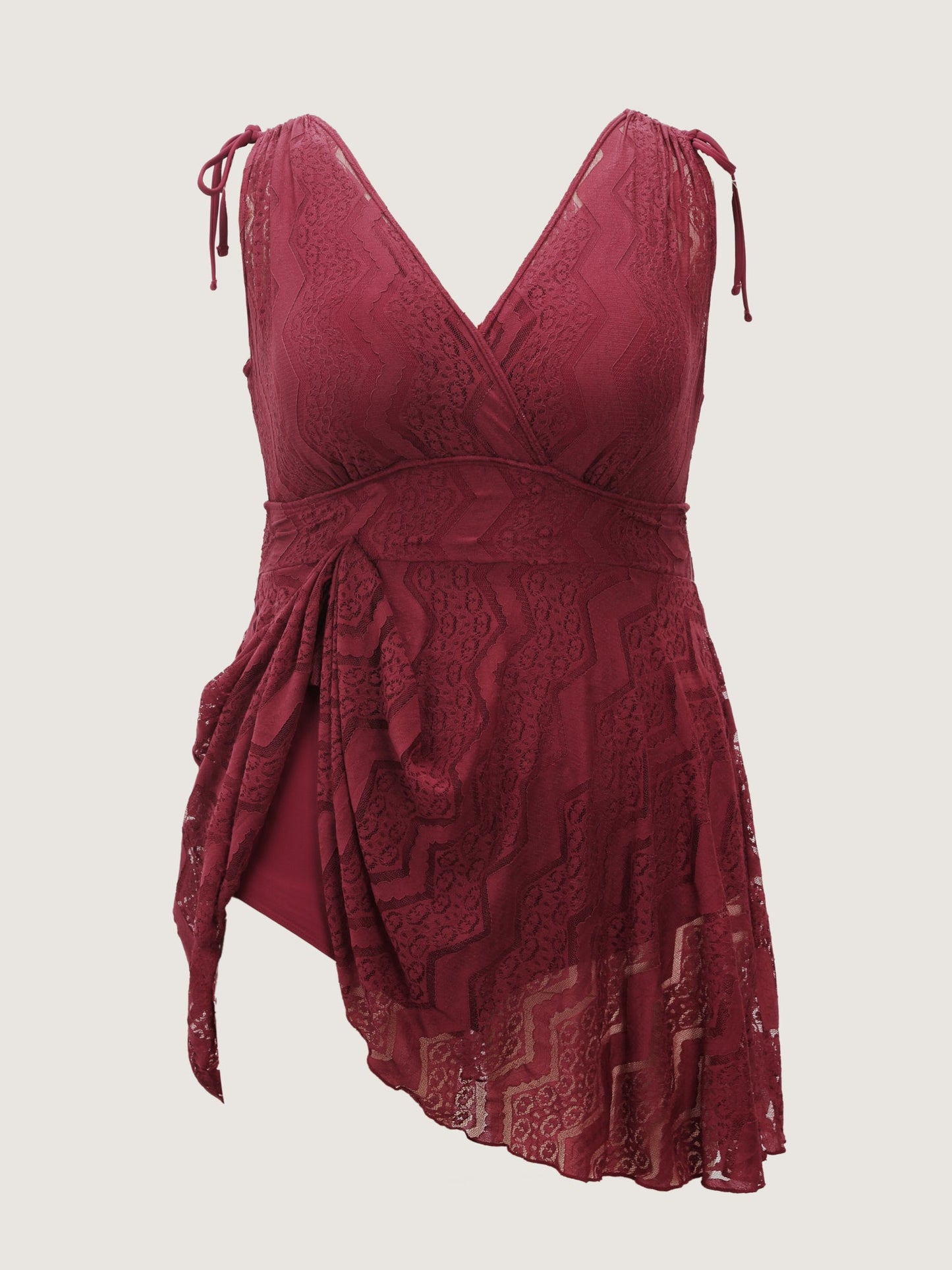 Lace Channel Drawstring Swim Dress